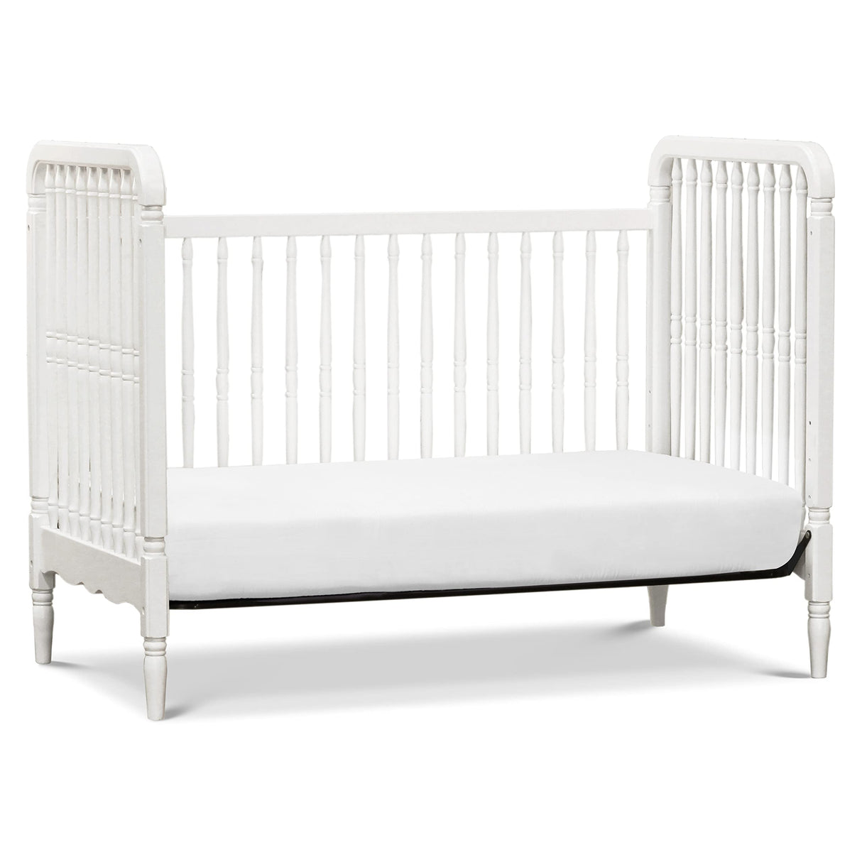 Liberty 3-in-1 Convertible Spindle Crib with Toddler Bed Conversion Kit in White,