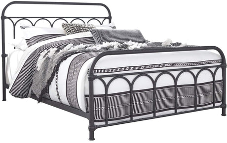 Nashburg Farmhouse Industrial Queen Metal Bed with Powdercoated Finish,