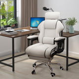 Executive Computer Chair Home Office Desk Chair,Adjustable Angle, Ergonomic Adjustable Height PU Leather Chairs with Cushions Armrest for Long Time Seating-High Office Chair with Footrest…