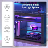 70 Inch TV Stand with LED Lights - Modern Entertainment Center with Storage