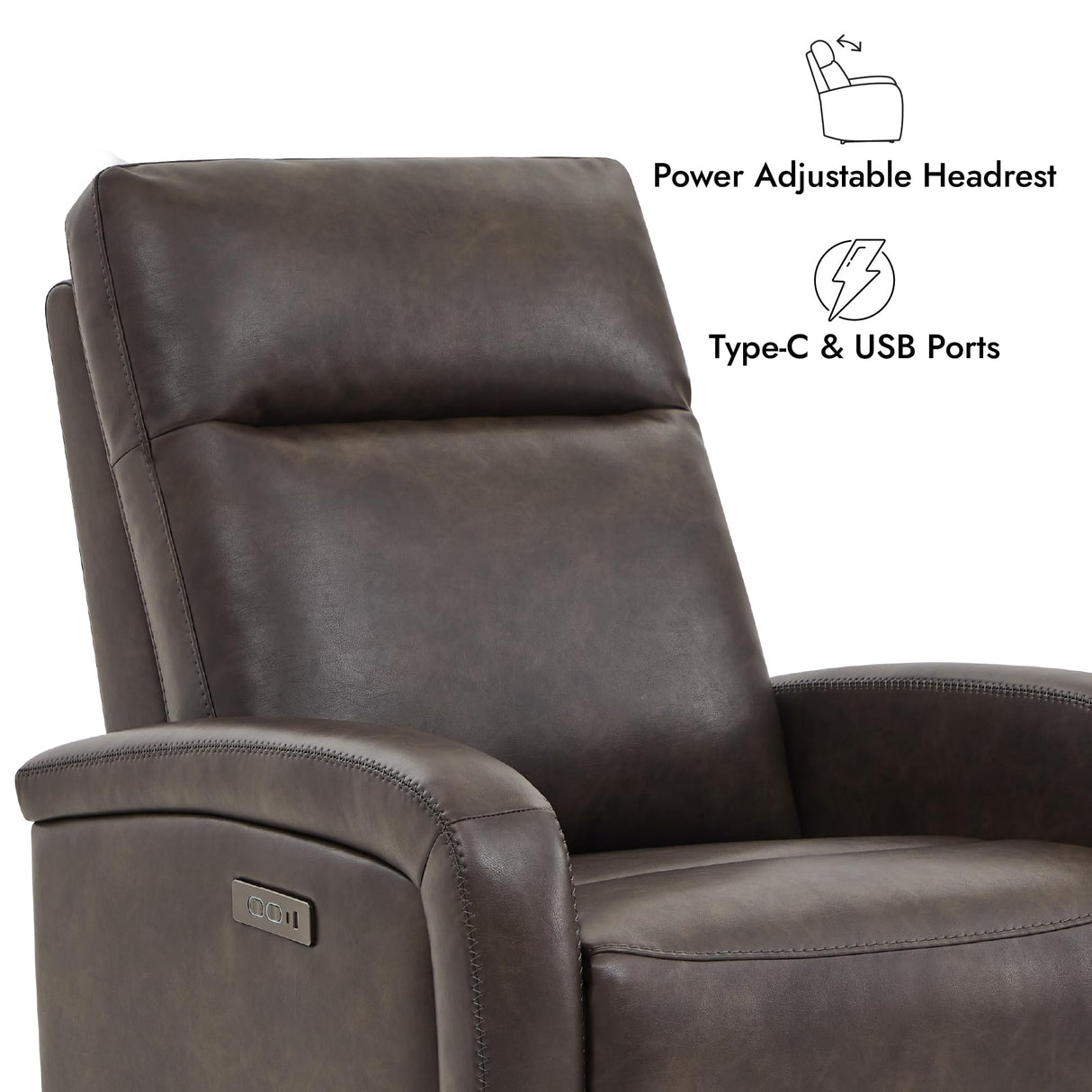 Recliner Chair, Zero Wall Reclining Sofa Chair W Power Headrest Type-C Charger