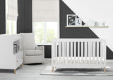 4-in-1 Convertible Baby Crib, Bianca White with Natural Legs