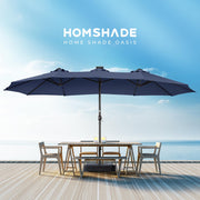 Double Sided Patio Umbrellas - 15ft Solar Lights LED Lighted Outdoor
