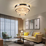 16" Crystal Chandelier 2 Rings Crystal Ceiling Light Fixture Modern Chandelier LED Chandeliers Light Fixture for Dinning