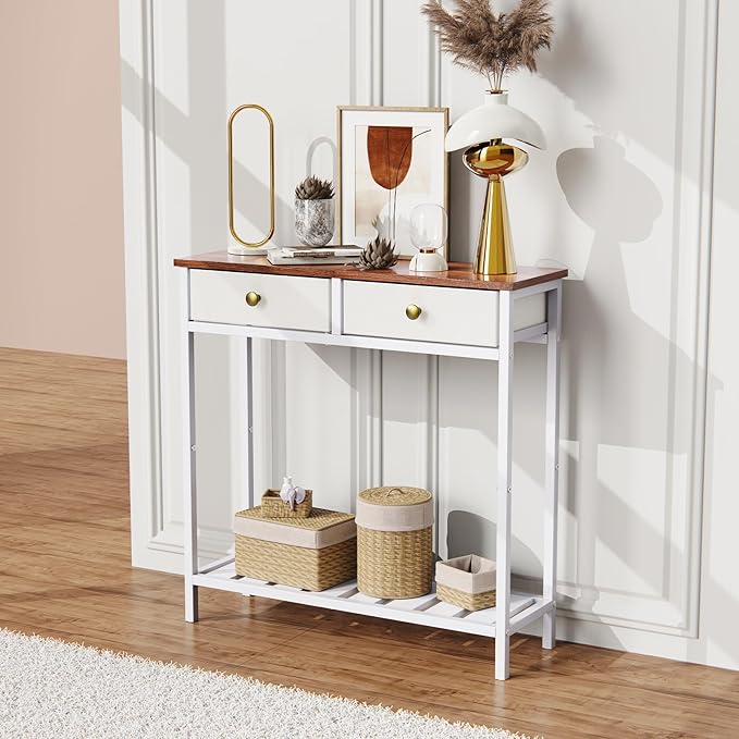 Console Table with Drawer, Accent Sofa Table Hall Table with Storage Shelves,