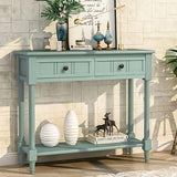 Wood Console Sofa Table with Drawer and Bottom Shelf, WeYoung Daisy Series Entryway