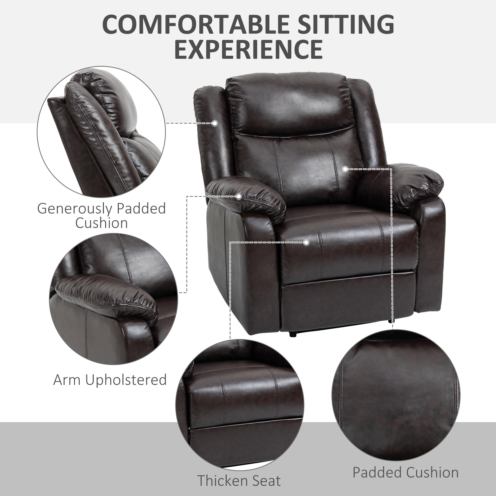 LoungePro Manual Recliner Chair – PU Leather with Footrest
