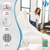 Premium 100% Cotton Duvet Comforter Protector - Full/Queen Size - 86" x 86" - White