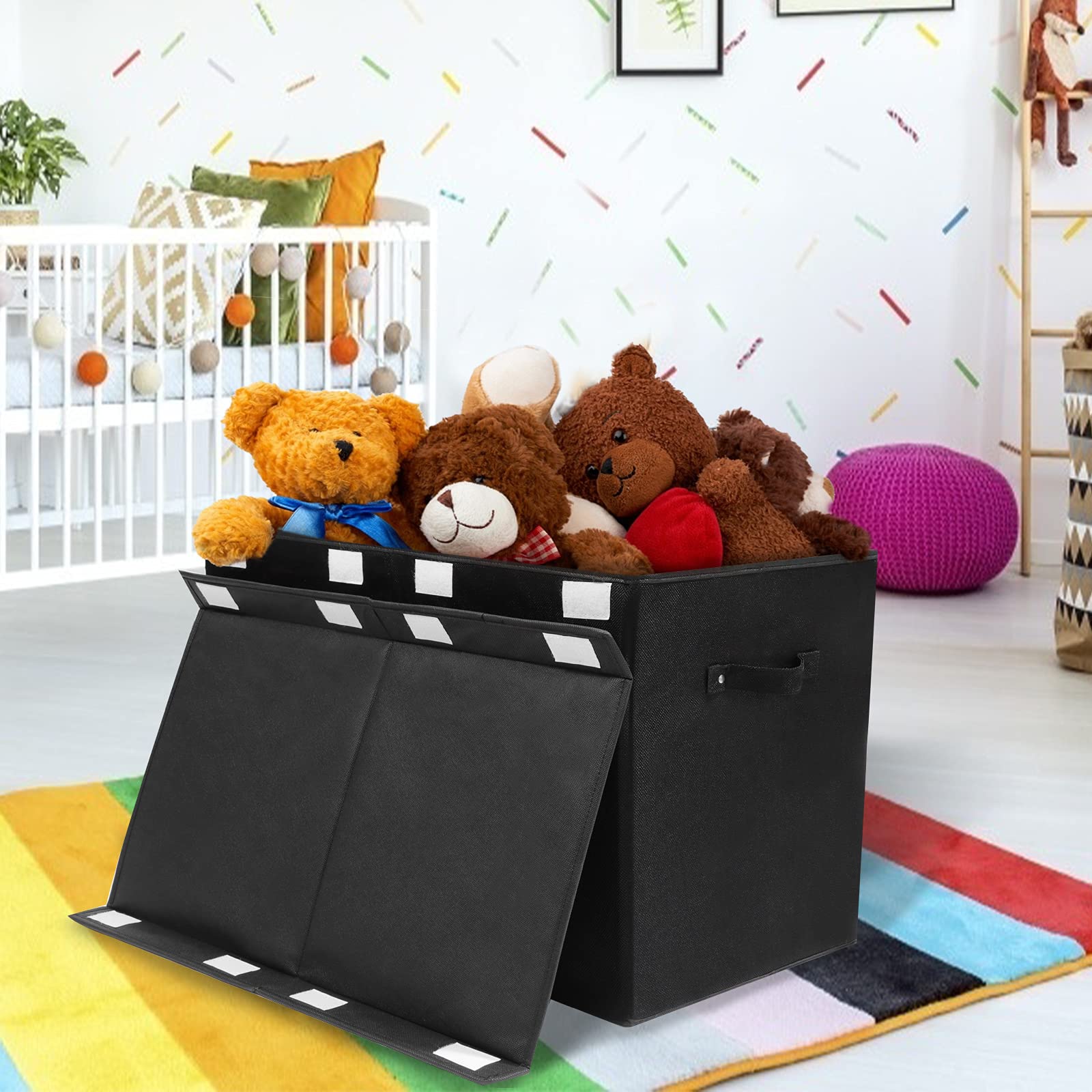 Large Toy Box Chest Storage with Flip-Top Lid, Collapsible Kids Storage Boxes Container