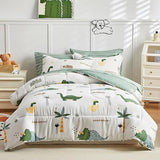 Twin Size Dinosaur Bedding Set - 6-Piece Cotton Comforter Set for Kids