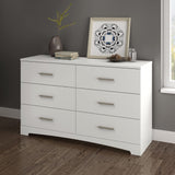 South Shore Gramercy 6-Drawer Double Dresser, 18.88"D x 51.12"W x 31.12"H, Pure White