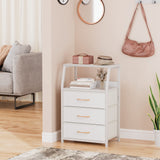 Nightstand with 3 Drawers and 2-Tier Shelf, Small Night Stand
