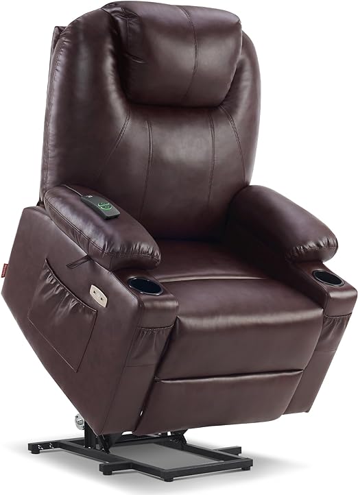 ComfortRise Power Lift Recliner Chair – Vibration, Cup Holders & Extended Footrest