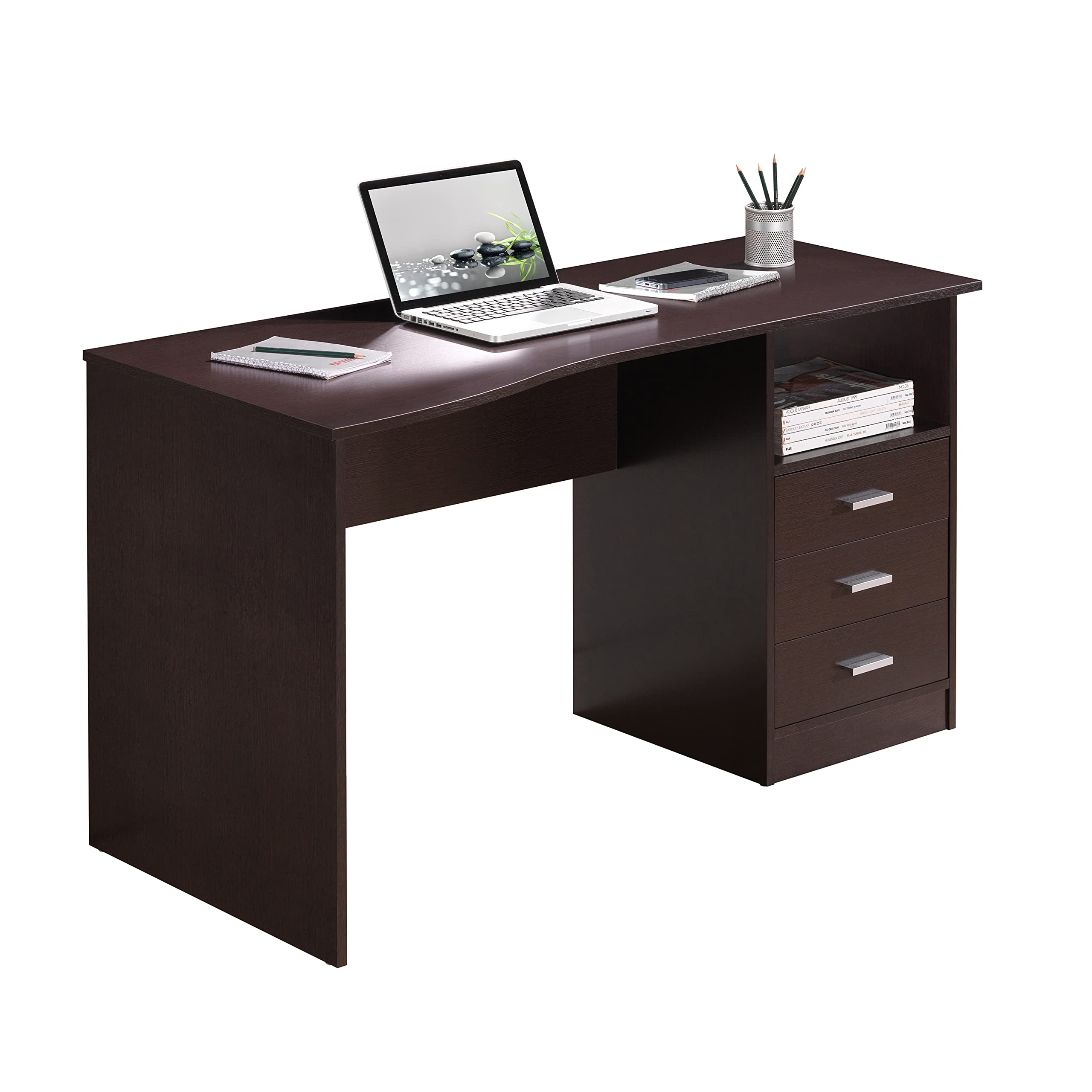 Classic Computer Desk with Multiple Drawers, 29.5" x 23.6" x 51.2", Wenge