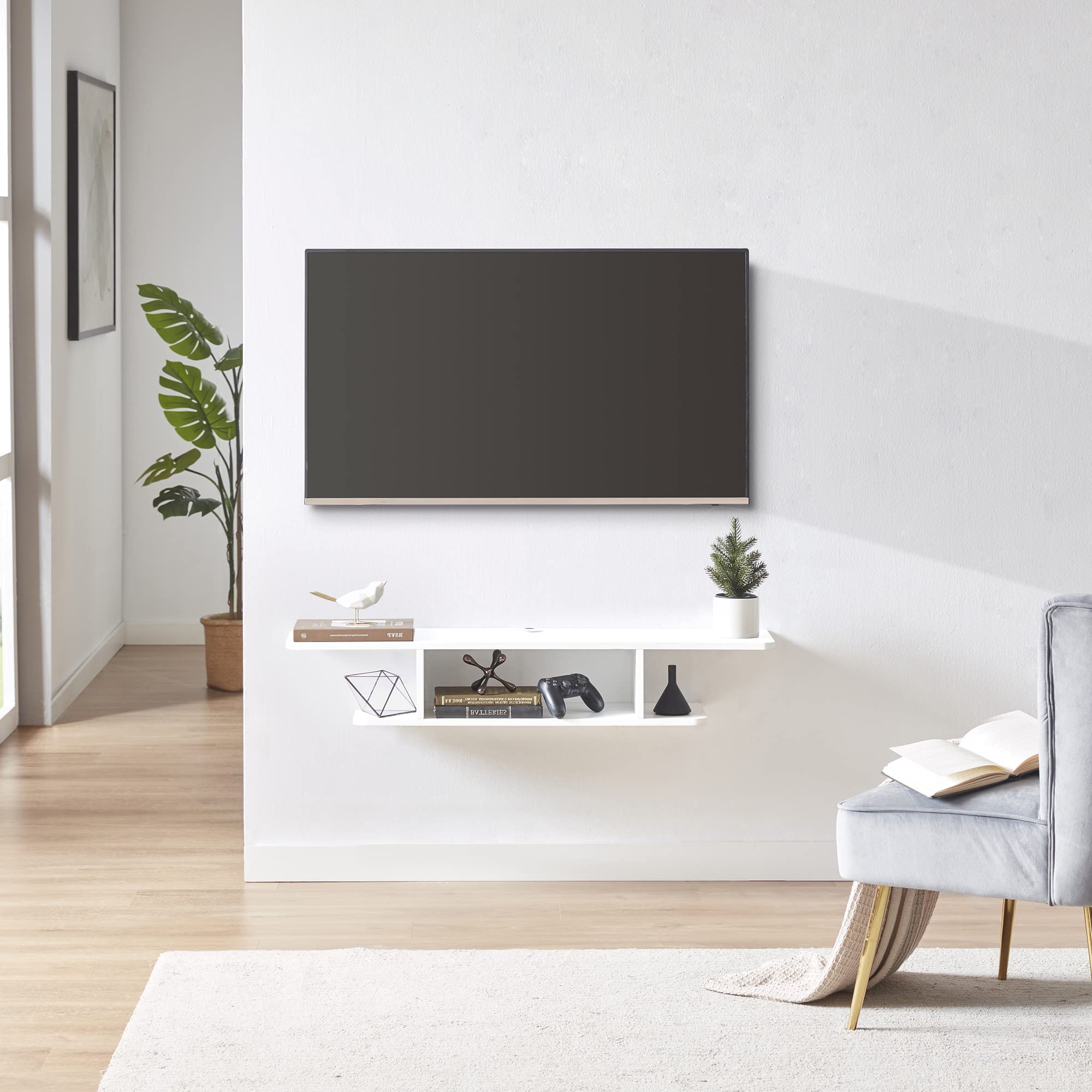 Floating TV Stand, Wall Mounted Entertainment Center and Cabinet Shelf