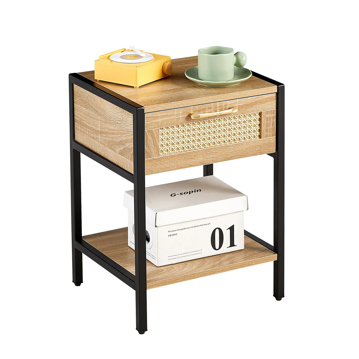 Modern Rattan Nightstand Set of 2 15.74 "L x 13.58 "W x 21.26 "H