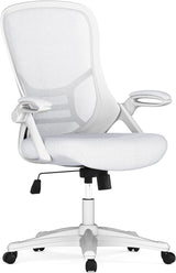 Flash Furniture Porter High-Back Swivel Office Chair with Adjustable Lumbar Support and Height, Ergonomic Mesh Desk Chair with Flip-Up Armrests, White