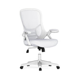 Flash Furniture Porter High-Back Swivel Office Chair with Adjustable Lumbar Support and Height, Ergonomic Mesh Desk Chair with Flip-Up Armrests, White