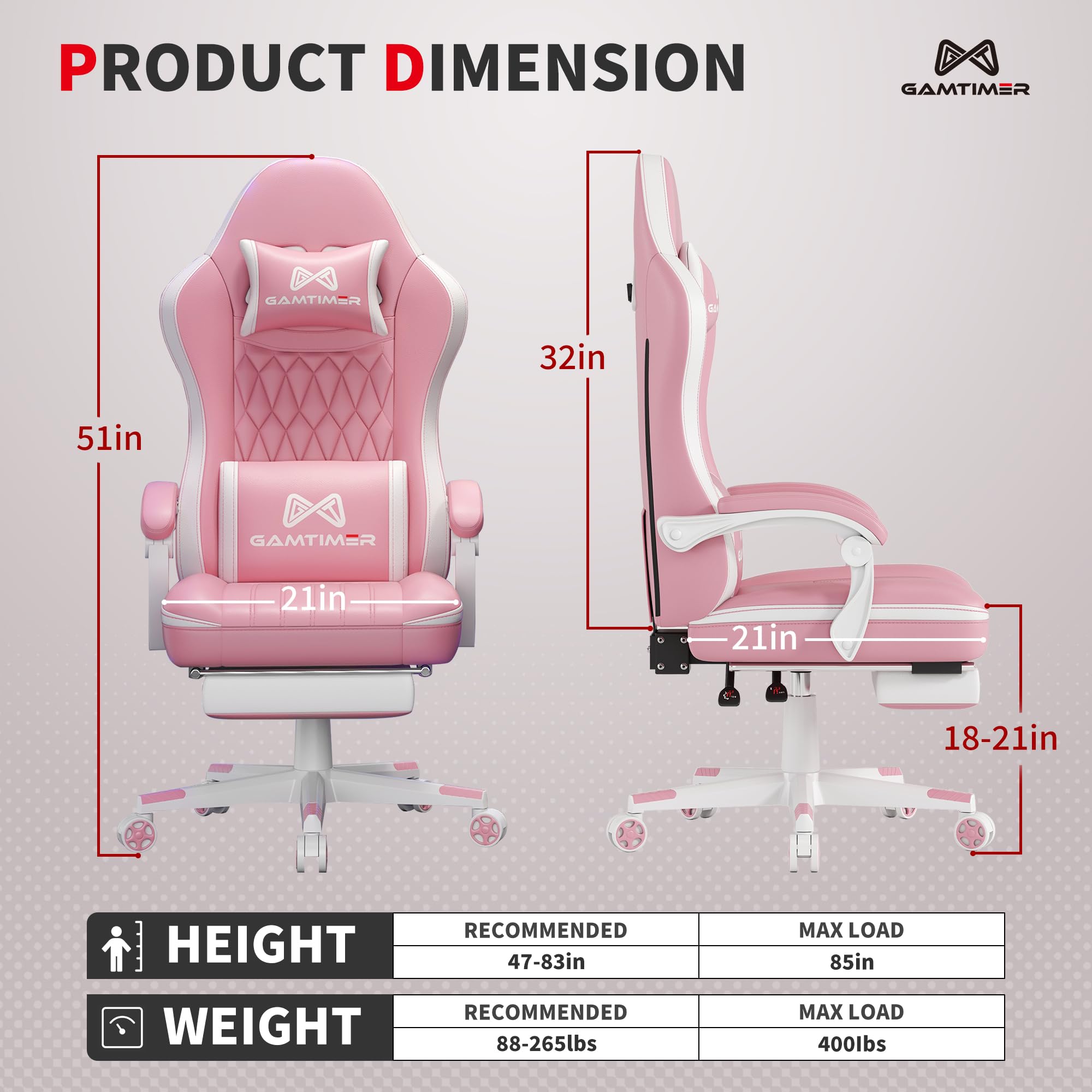 Ergonomic Gaming Chair with Footrest and Lumbar Support