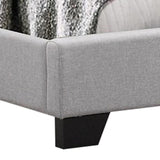 California King Size Bed, Light Button Tufted Upholstery, Gray and Black