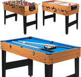 Multi Game Table, 3-in-1 48" Combo Game Table w/Soccer, Billiard, Slide Hockey