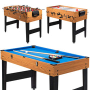 Multi Game Table, 3-in-1 48" Combo Game Table w/Soccer, Billiard, Slide Hockey