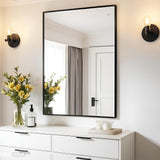 MEETDH Rectangle Bathroom Mirror 30x36 inch, Large Mirror with Black Frame, Rectangular Vanity Mirror 30" X 36", Modern Matte Wall Mounting Mirrors, Hang Horizontal or Vertical