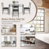 5 Pieces Dining Set 4 Person Home Kitchen Glass Top Table and Chairs Breakfast