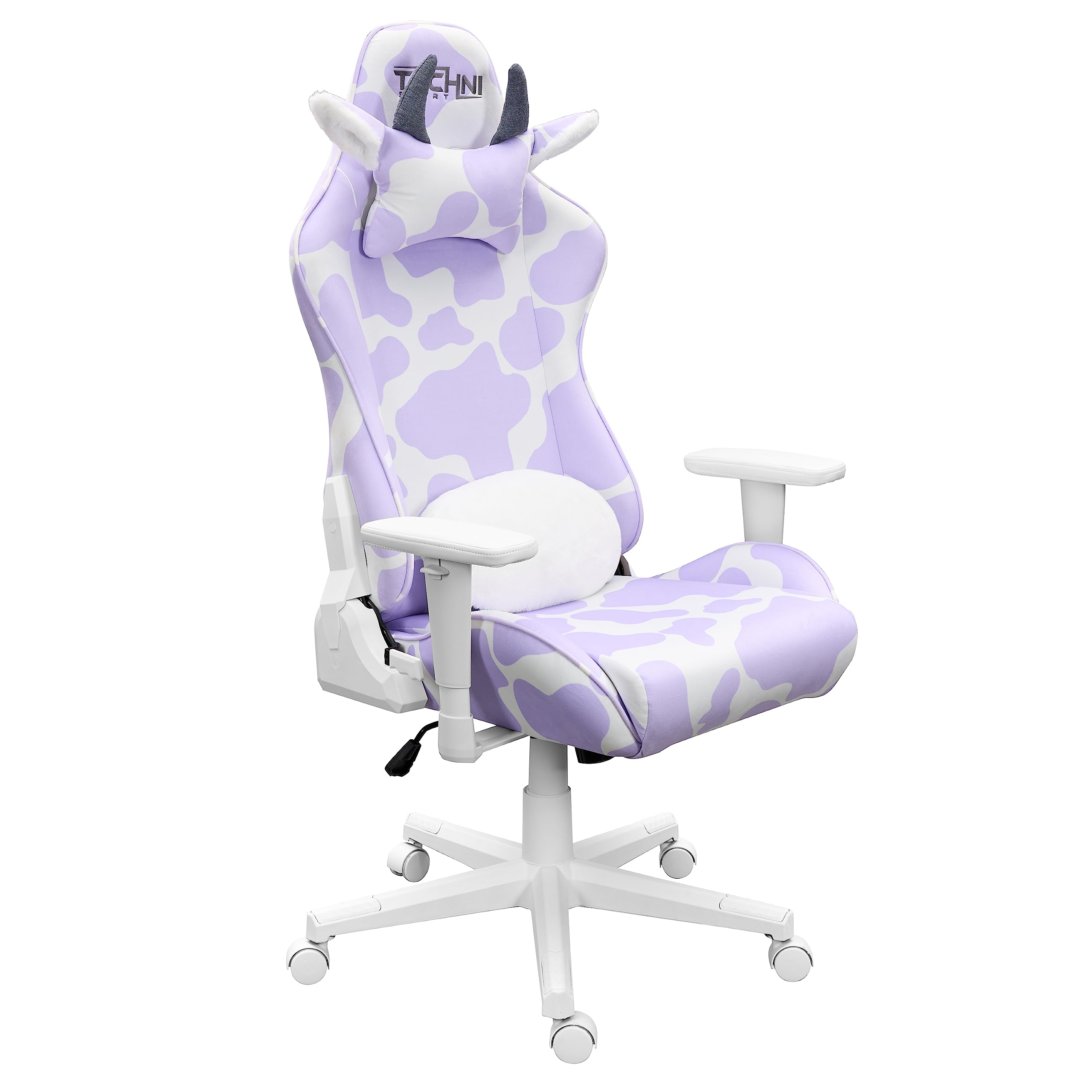 Gaming Chair - Lavender Purple Cow Print - Ergonomic Office Chair with Memory Foam