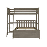 Max & Lily Bunk Bed, L Shape Twin-Over-Full Bed Frame for Kids, Clay