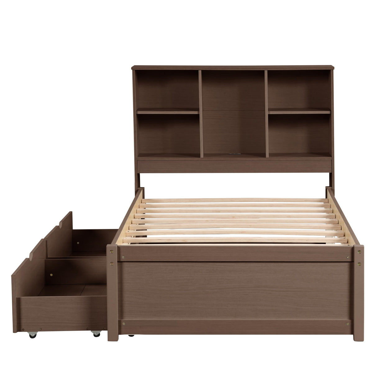 Bed Frame with Built-in USB Port Walnut