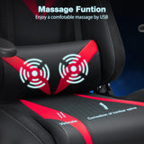 Gaming Chair with Bluetooth Speakers, LED Lights & Massage - Reclining with Footrest