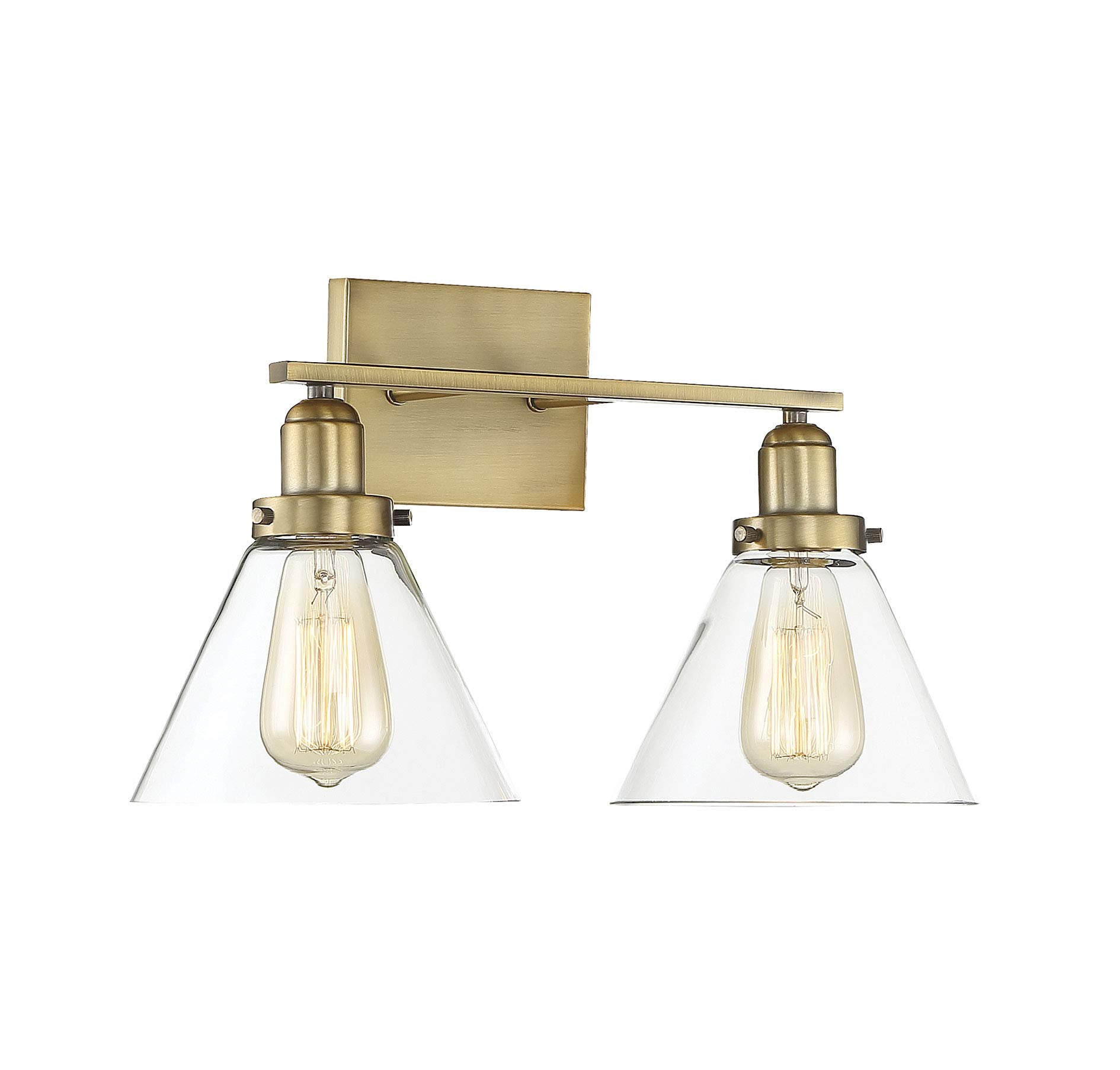 8-9130-2-322 Drake Farmhouse Vintage Industrial Clear Glass Bathroom Vanity Wall Light