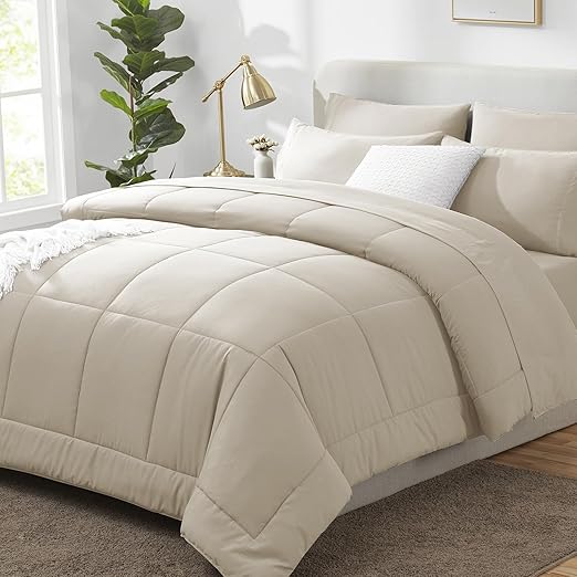 White King Comforter Set - 7 Pieces Bed in a Bag Comforter King Size, Bedding