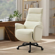 Electric Executive Office Chair with Footrest - Ergonomic PU Leather Recliner, Beige