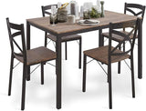 5 Piece Dining Table Set, Table and Chairs for 4 Industrial Style Dining Room & Kitchen