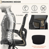 Office Chair with Adjustable Arms, Ergonomic Desk Chair Pu Leather Computer Chair