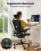 Office Chair Ergonomic Desk-Chair: Mesh Back Computer Chair with PU Leather Seat,