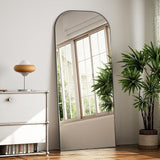 Full Length Mirror, 56"x21" Mirror Full Length with Stand, Gold Wall Full Body Mirror, Rounded Top Floor Mirror with Aluminum Alloy Frame for Bedroom Living Room