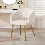 Office Desk Chair Set of 1, Modern Tufted Vanity Chairs with Gold Metal Legs