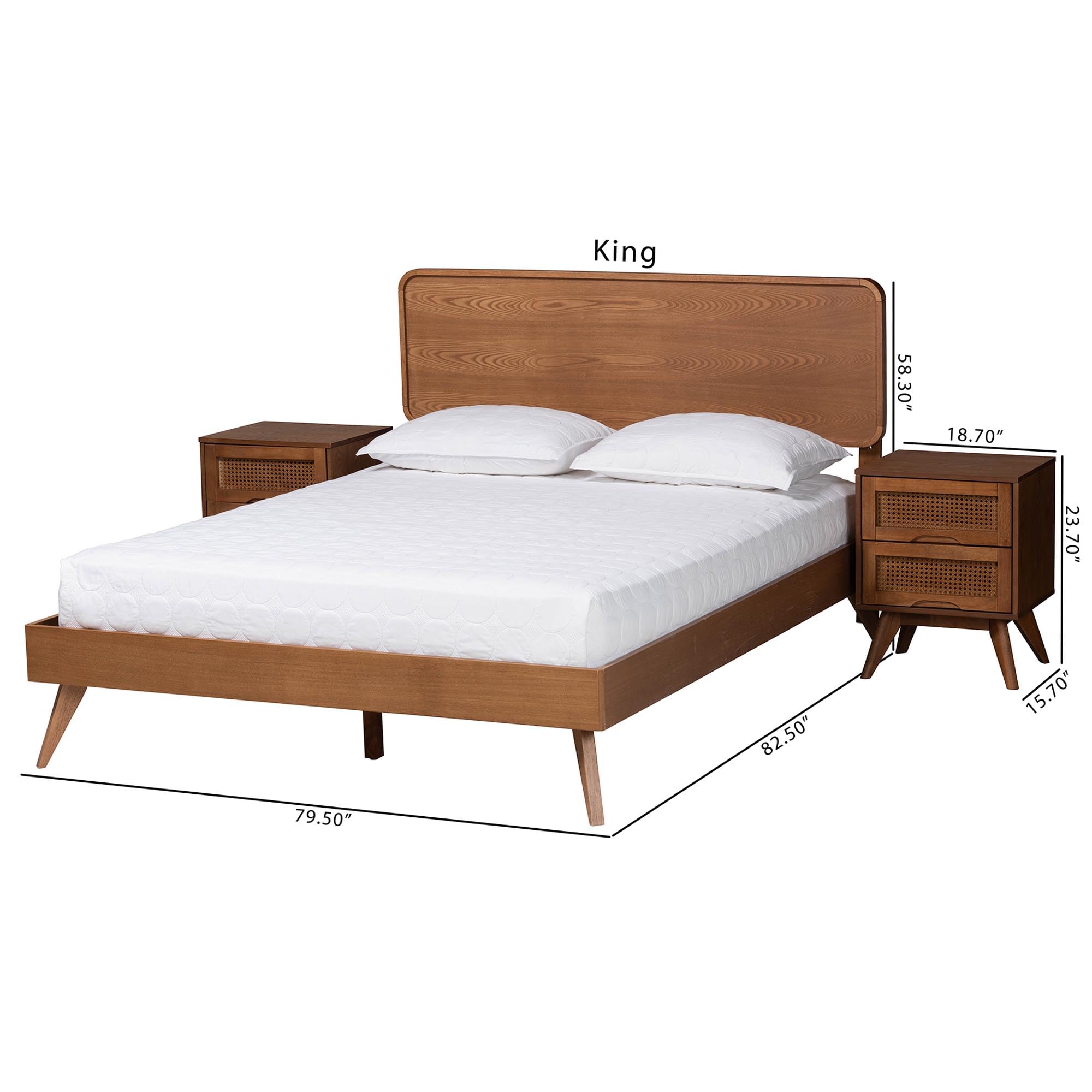 Demeter Bedroom Set, 3-Piece, Queen, Walnut Brown