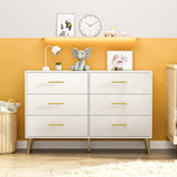 FURNIWAY White Dresser for Bedroom, 6 Drawer Dresser with Wide Drawer and Metal Handles, Wood Dressers & Chests of Drawers