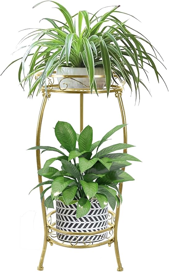 Plant Stand Indoor Outdoor 2 Tier 27" Tall Metal Potted Holder Rack Flower Pot Stand