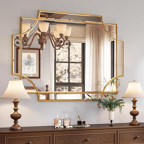 32"x48" Large Gold Mirror for Wall, Modern Decorative Mirror Rectangle Mirror Wall Vanity