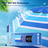 8FT Large Beach Umbrella Level 7 Wind Resistance Design, Sand Anchor, Sand Bag