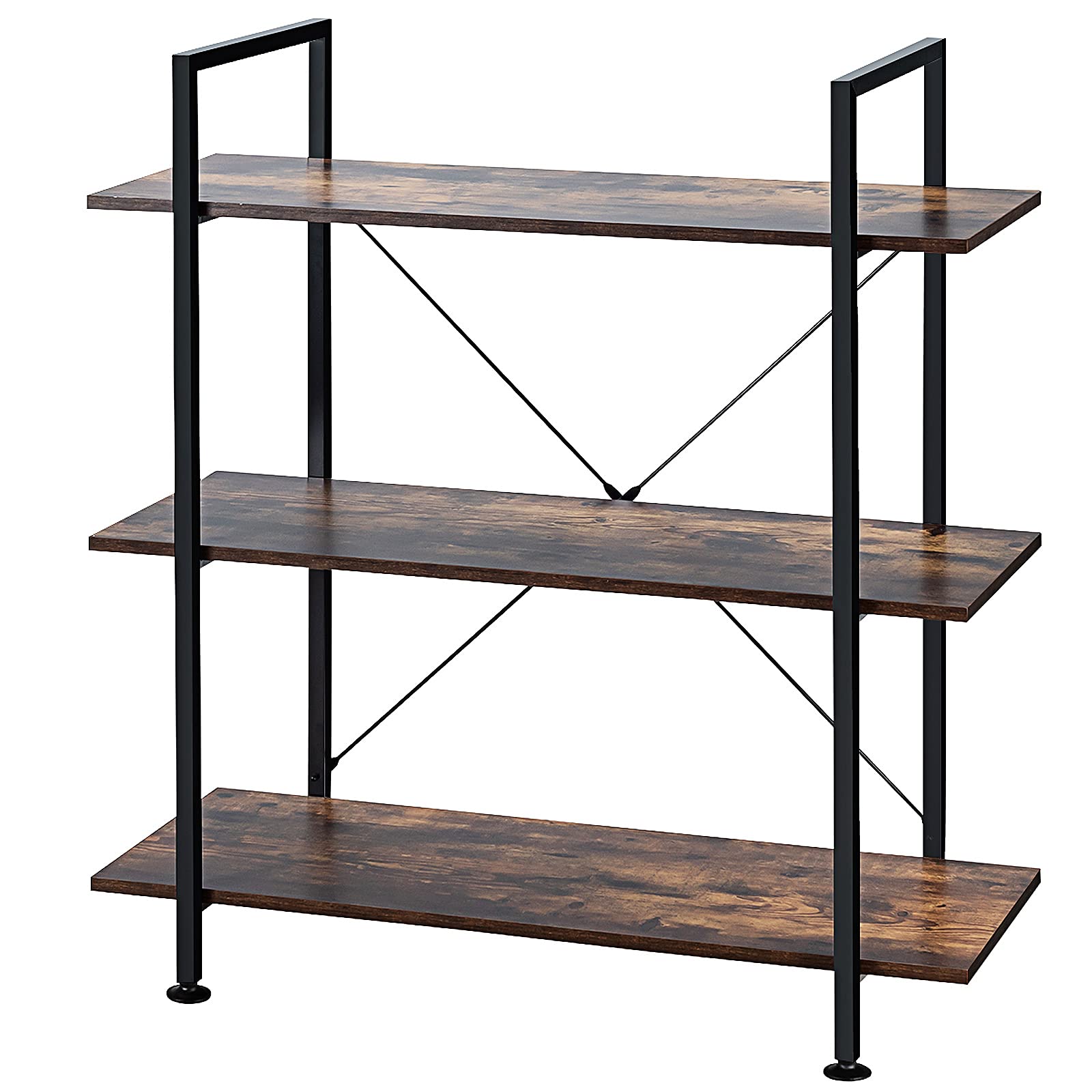 3-Tier Bookshelf Industrial Style Bookcase Vintage Wood Bookshelves