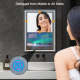 24x32 Inch Smart Bathroom Vanity Mirror with Touch Screen & LED Lighting