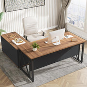 63 inches Executive Desk and 47" lateral File Cabinet, L-Shaped Computer Desk