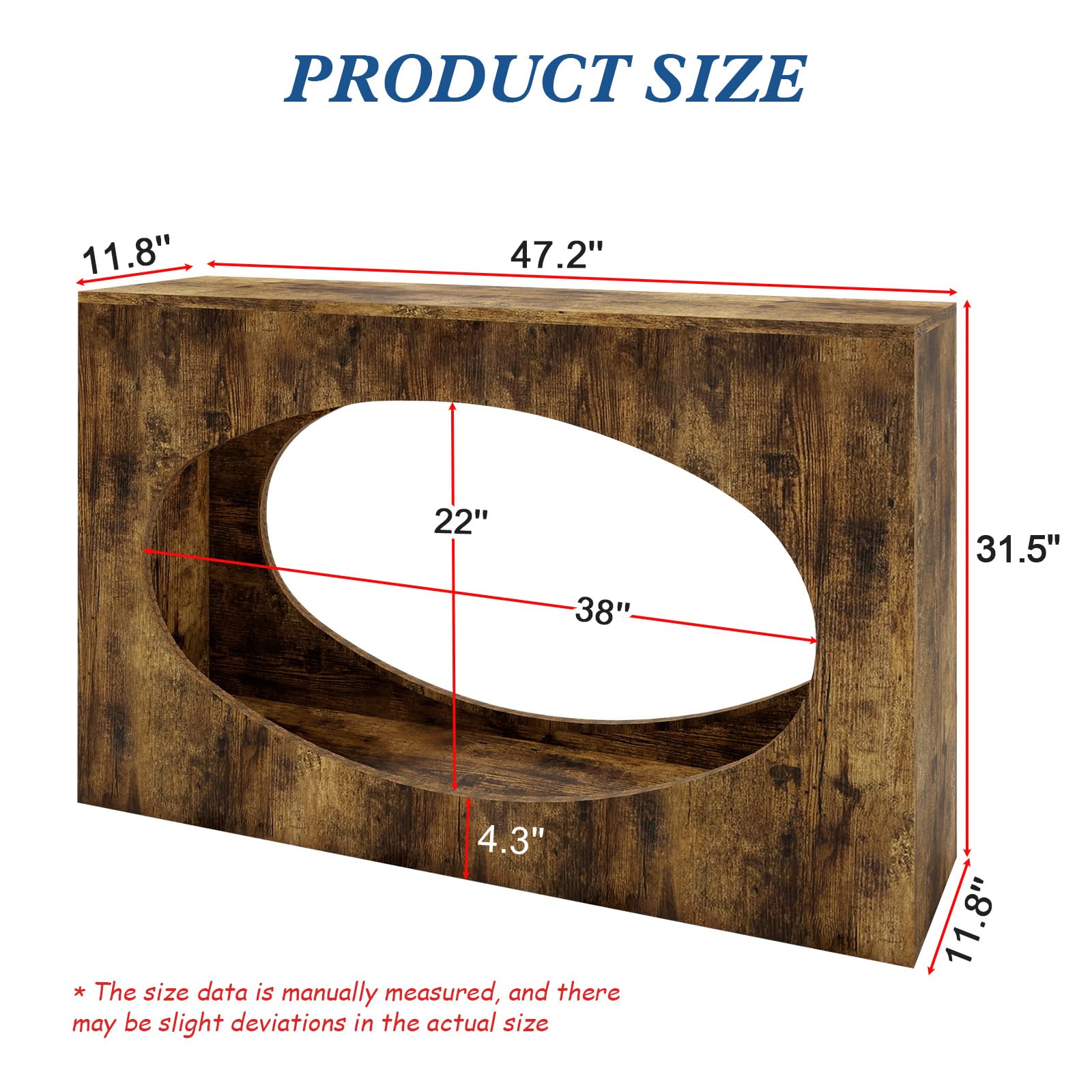 Solid Wood Console Table with Open Storage - Rustic Brown