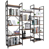 5-Tier Large Bookcase, Triple Wide Bookshelf Storage Organizer with Sturdy Metal Frame